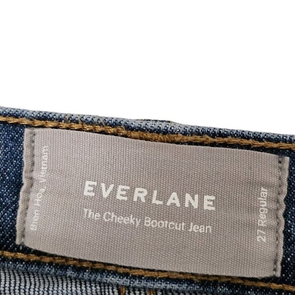 Everlane The Cheeky Bootcut Jeans 27 Blue High-Rise Raw Hem‎ Boho Stretch - Picture 5 of 12